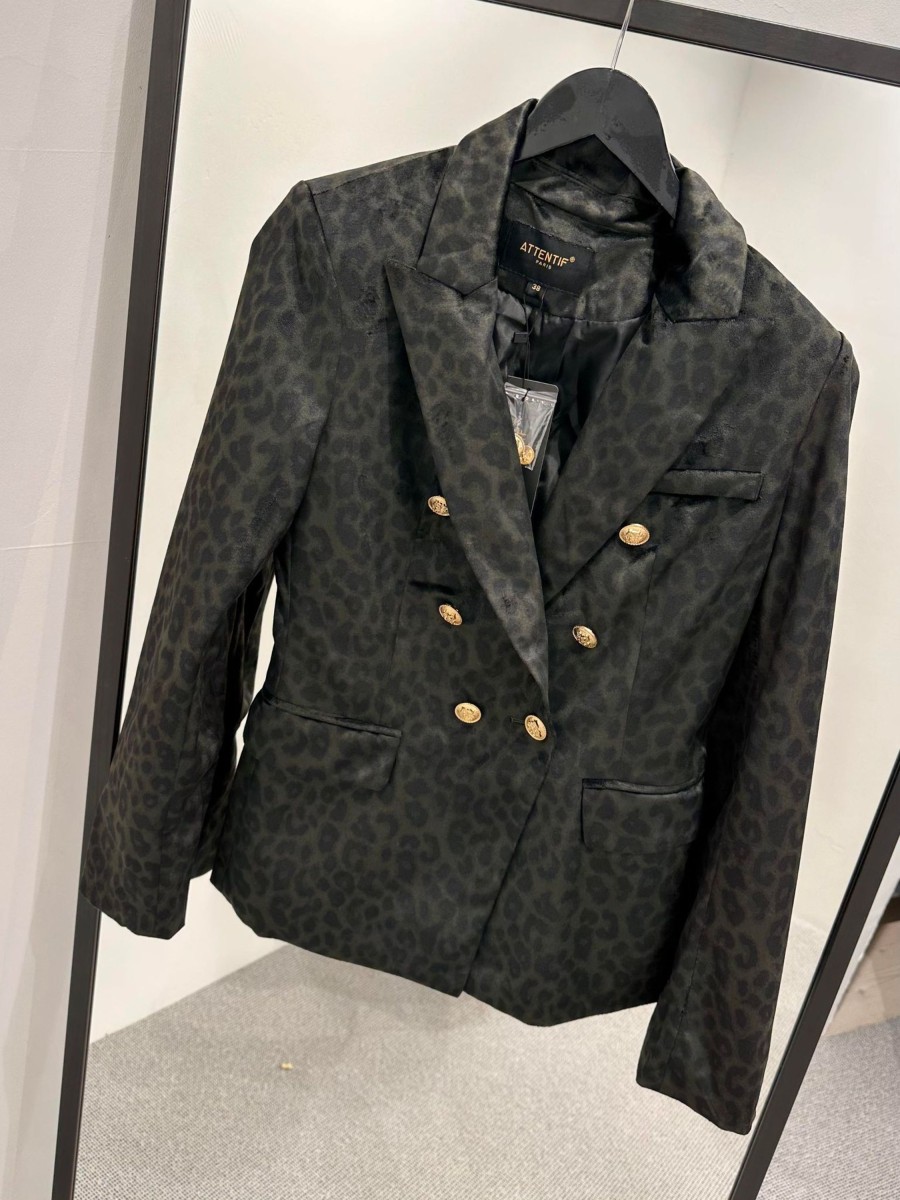 Overdele Engbork | By Engbork Attentif Velour Blazer Army/Leopard