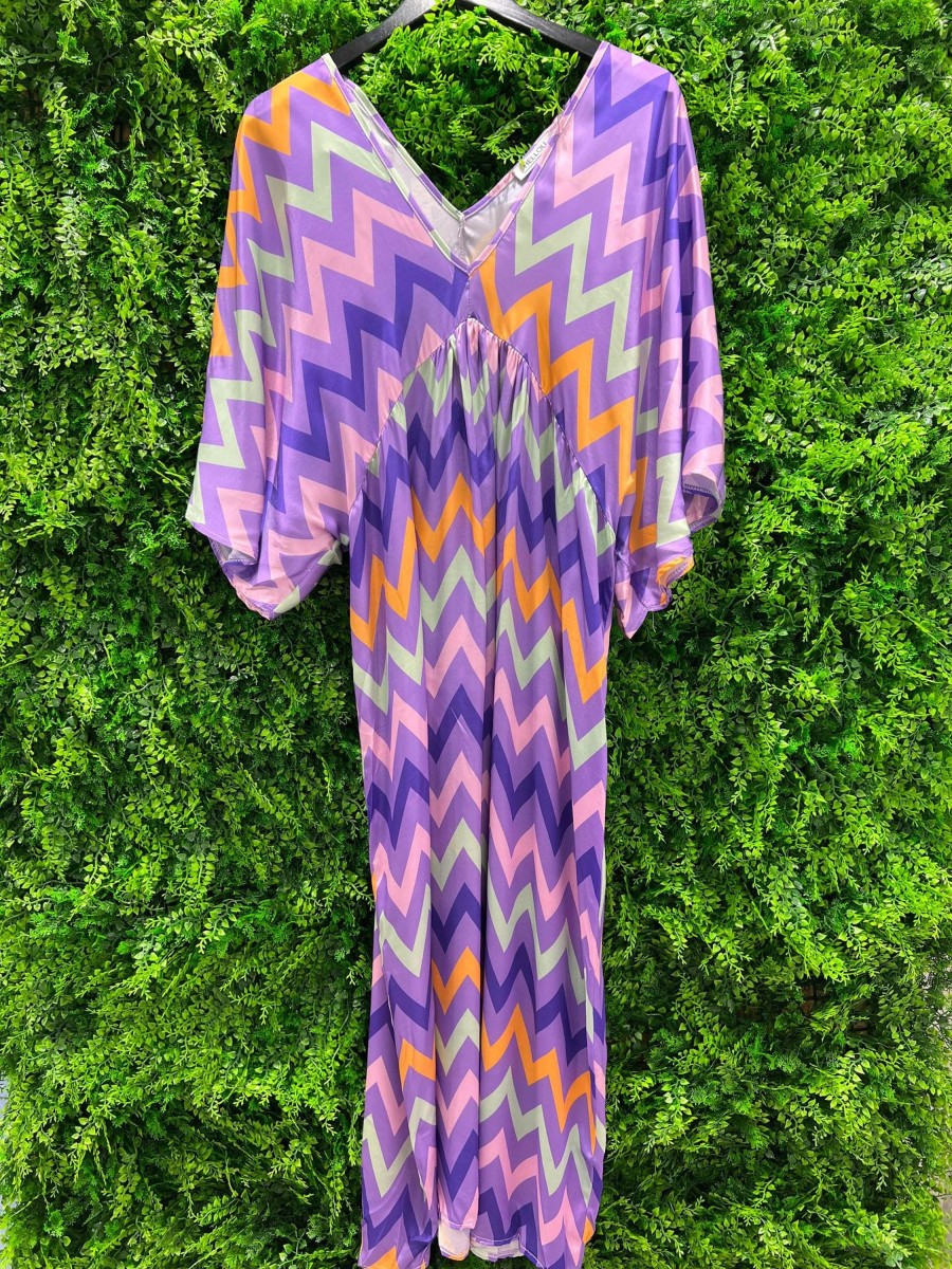 Overdele HELLOU | Hellou Sally Dress Zig Zag Lilac Orange Mint