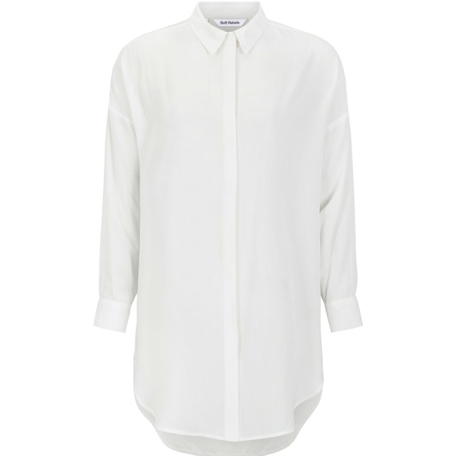 Overdele soft rebels | Soft Rebels Sr420-758 Freedom Long Shirt Snow White