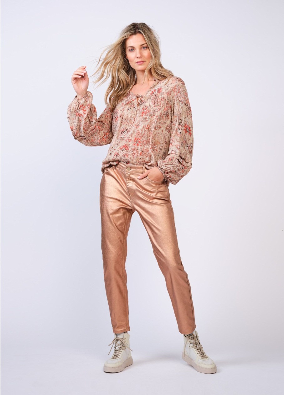 Underdele SUMMUM WOMAN | Summum 4S2245-11641 Skinny Foil Coated Twill Peach