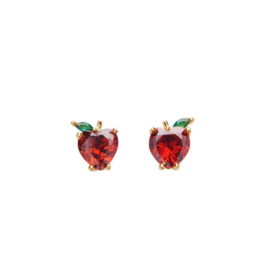 Accessories Pico | Pico Apple Crystal Stud Gold Red