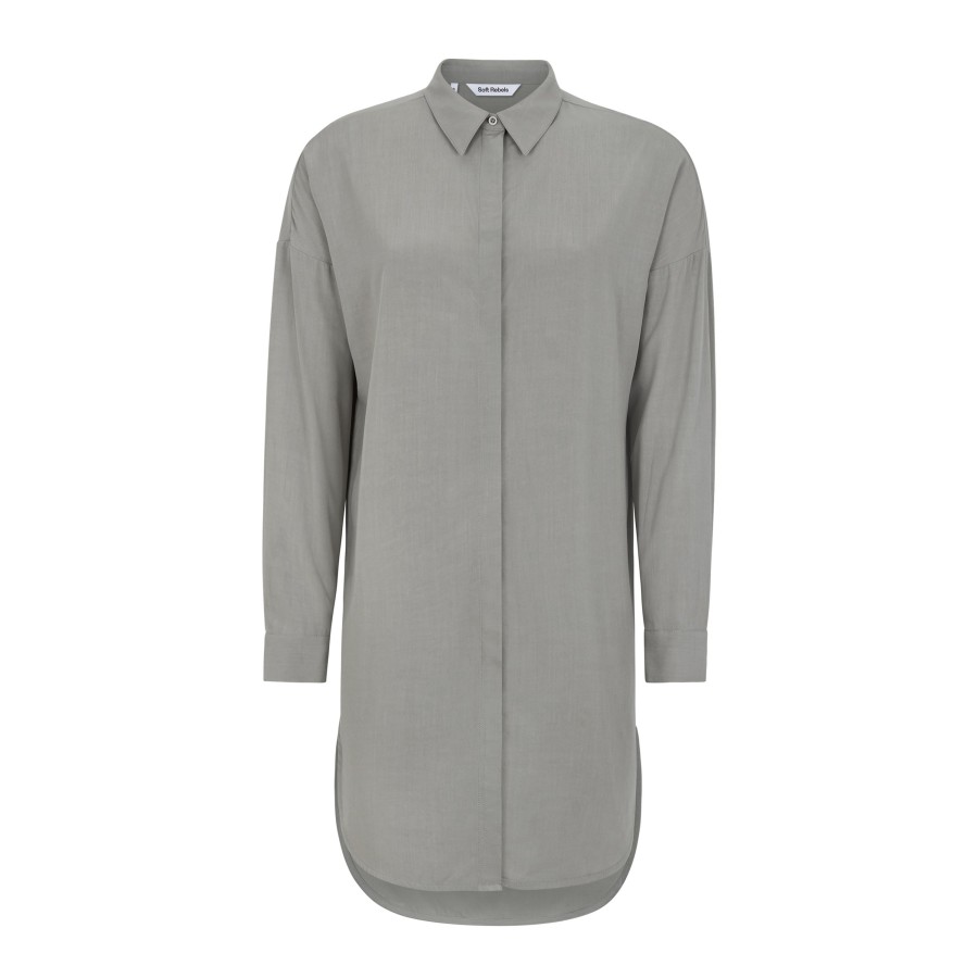 Overdele soft rebels | Soft Rebels Sr420-758 Freedom Long Shirt 671 Mouring Dove