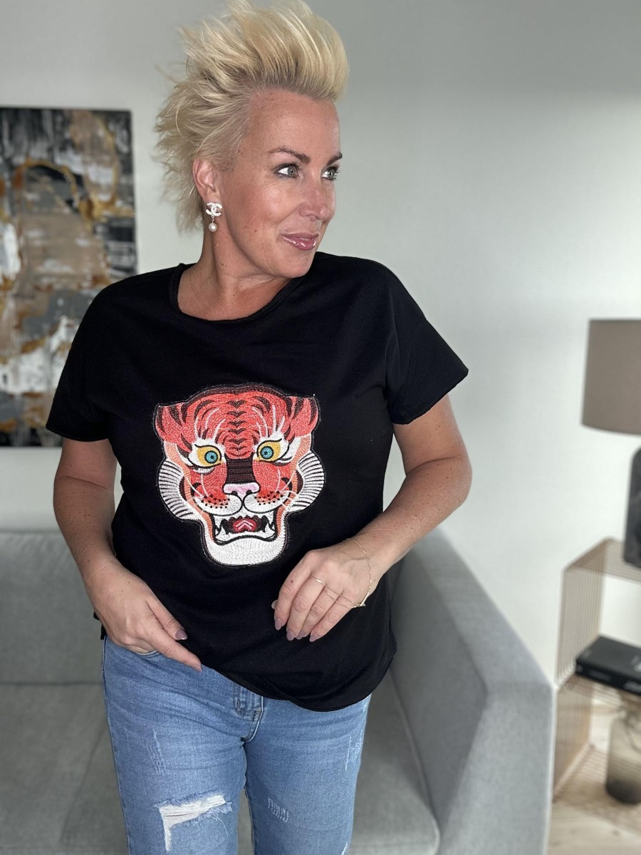 Overdele GASPAR | Gaspar 2401321 Tiger Boxy T-Shirt Black