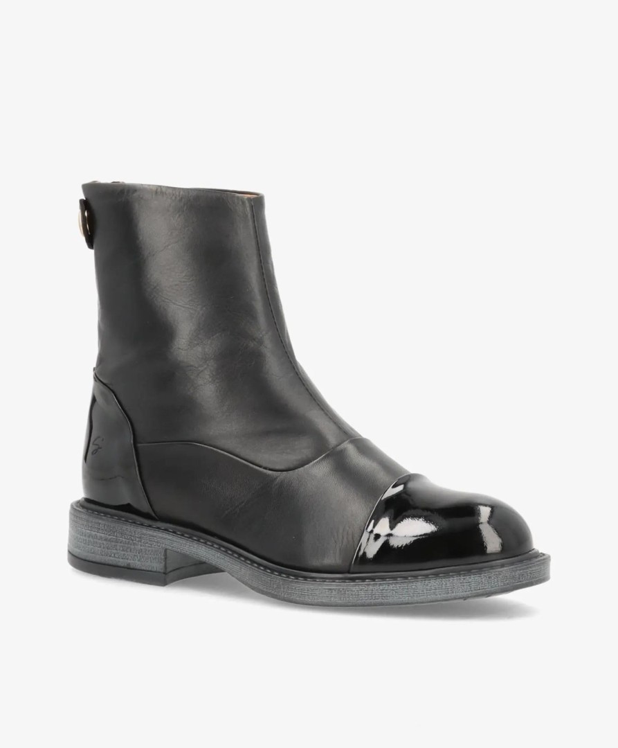 Fodtoj Shoedesign Copenhagen | Shoedesign Copenhagen S212-1006 Dahlia Patent Boot Black Black Leather