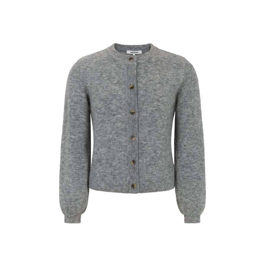 Overdele soft rebels | Soft Rebels 2112-200 Allison O-Neck Cardigan Knit Grey Melange