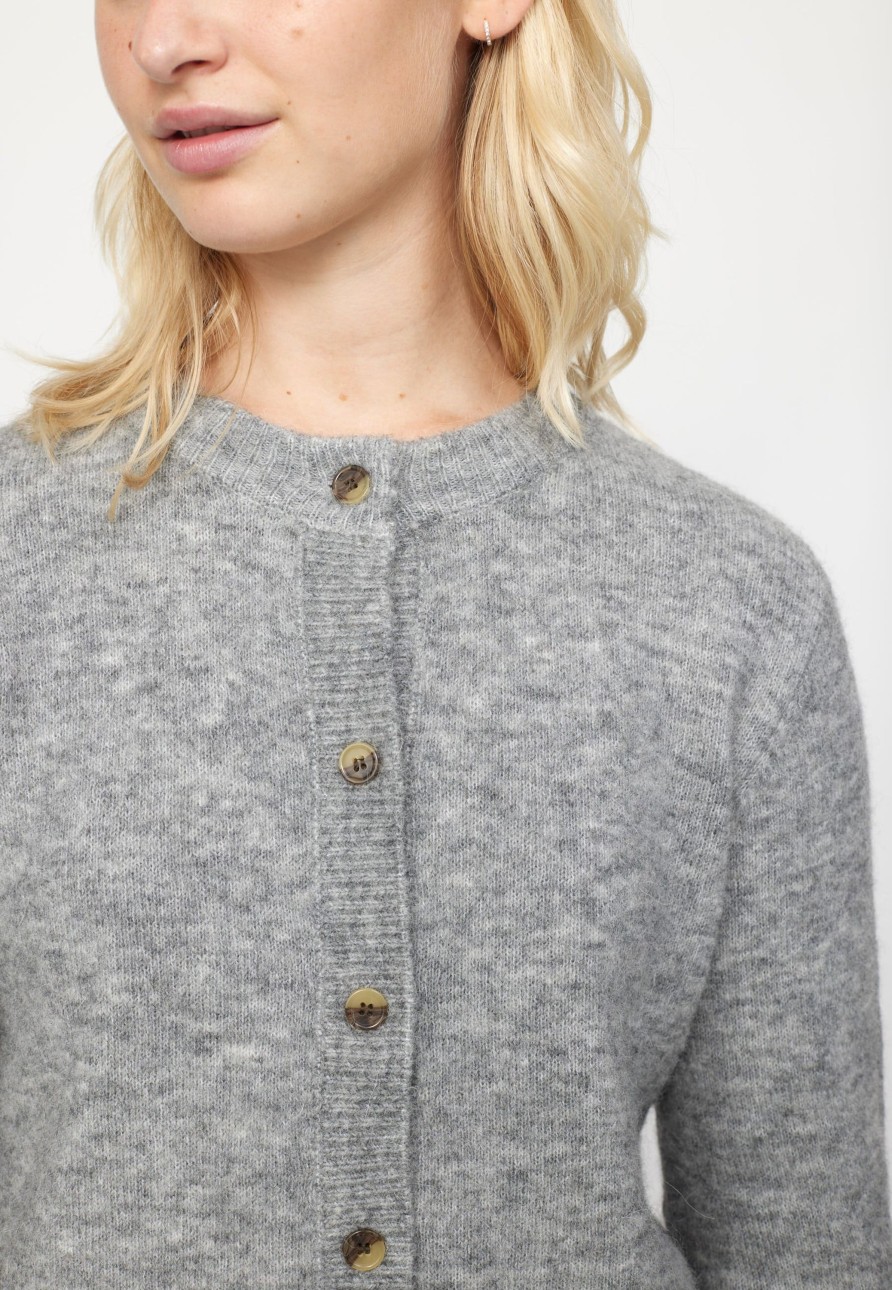 Overdele soft rebels | Soft Rebels 2112-200 Allison O-Neck Cardigan Knit Grey Melange