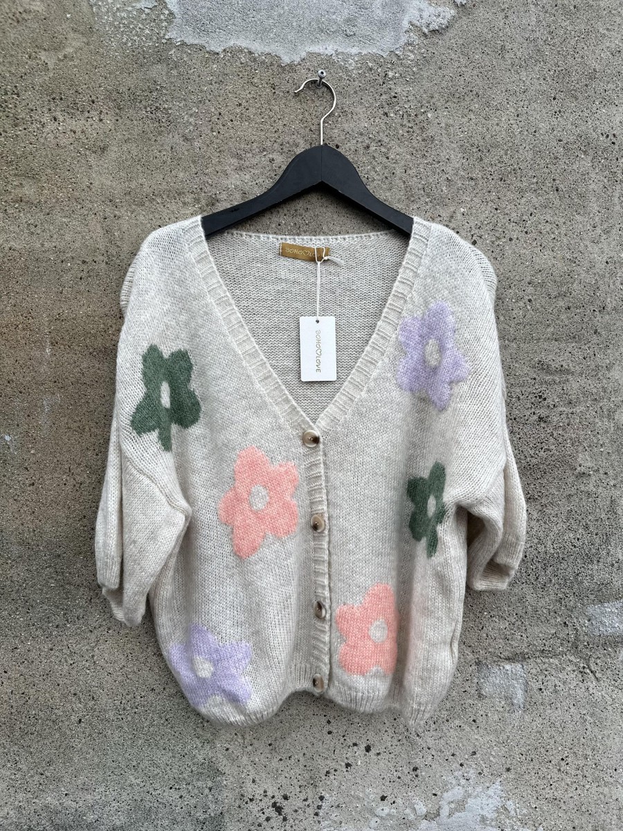 Overdele BOHO LOVE | Boho Love Cardigan Flower Sand