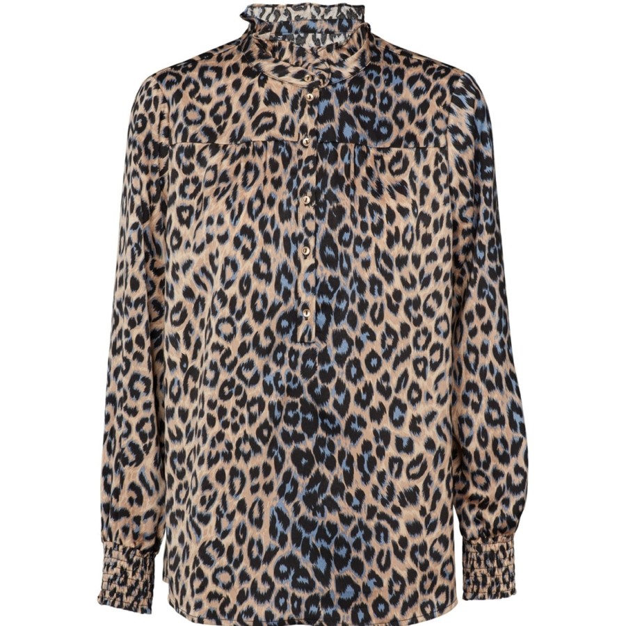 Overdele PREPAIR | Prepair 2491 Sophia Blouse Sand Blue Leopard