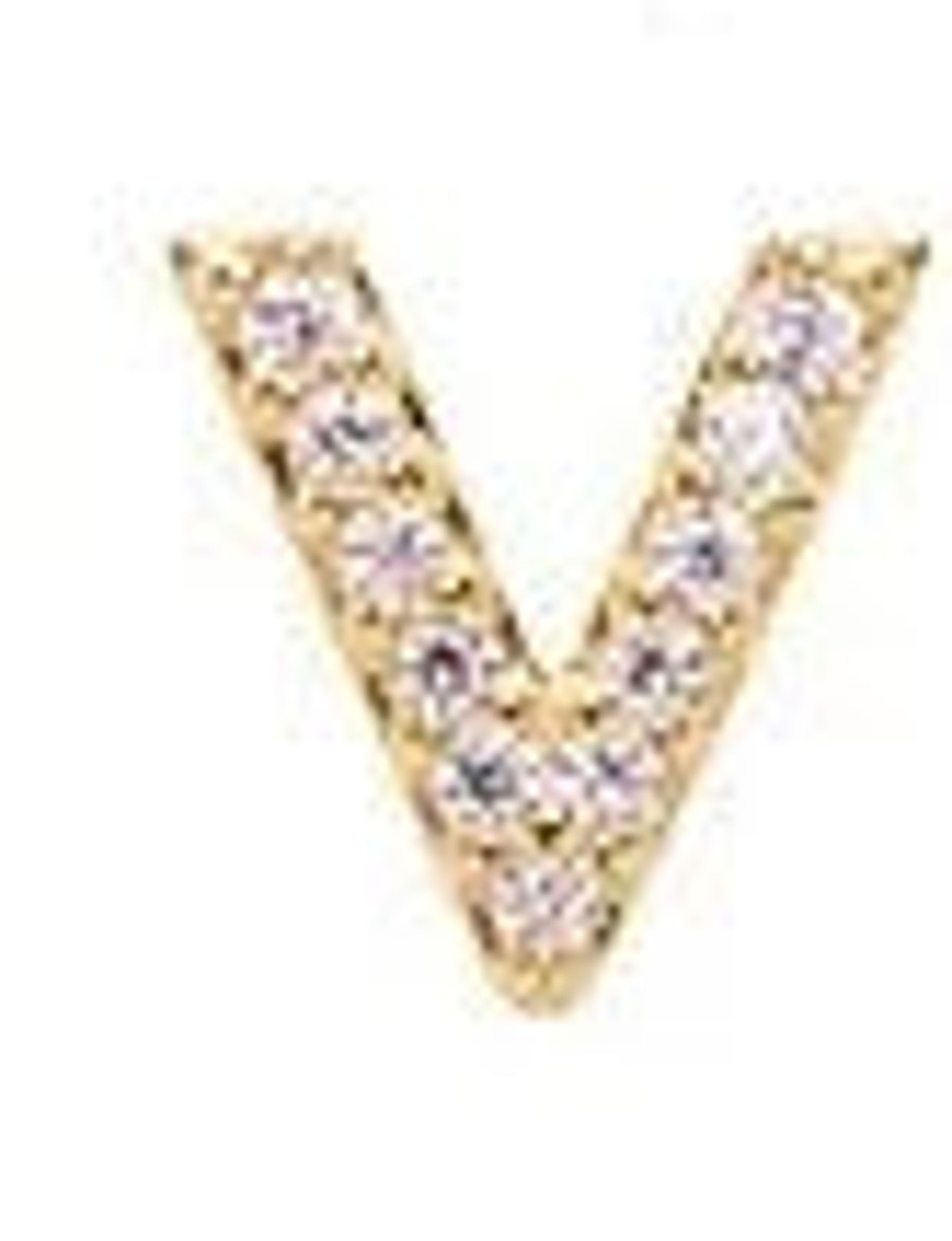 Accessories Pico | Pico M01014 Alphabet Crystal Stud Gold V Goldplated