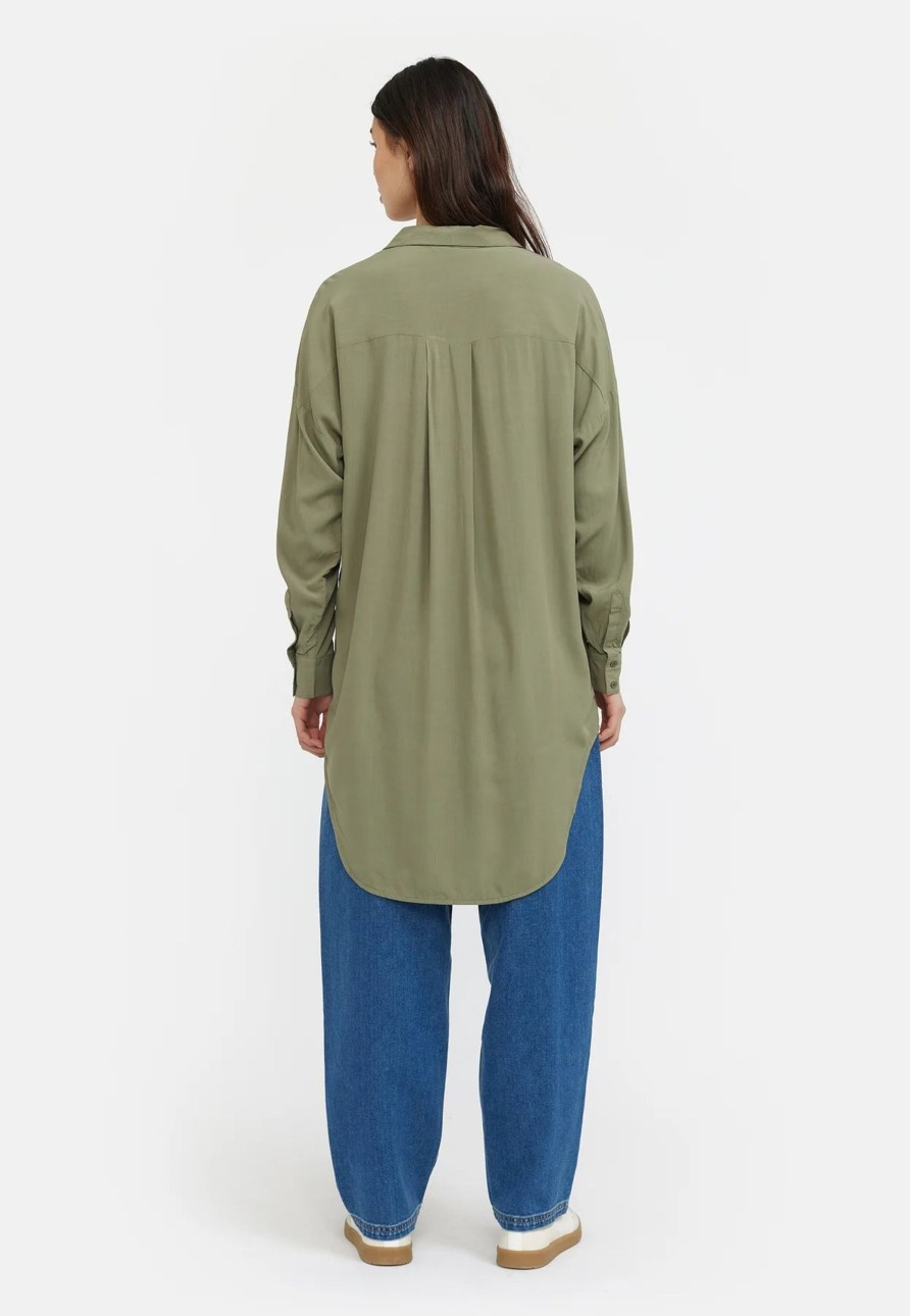 Overdele soft rebels | Soft Rebels Sr420-758 Freedom Long Shirt Deep Liechen Green