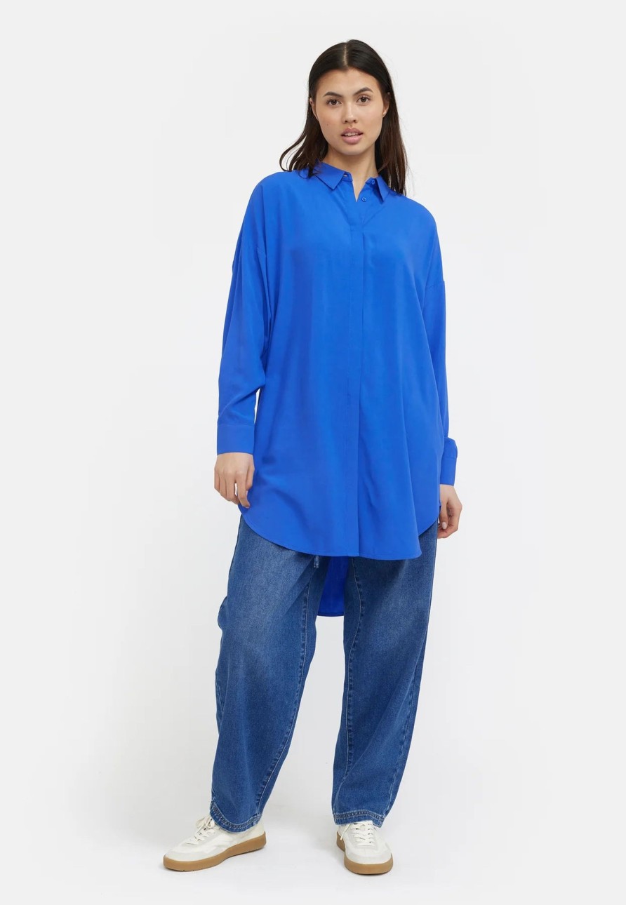 Overdele soft rebels | Soft Rebels Sr420-758 Freedom Long Shirt Dazzling Blue