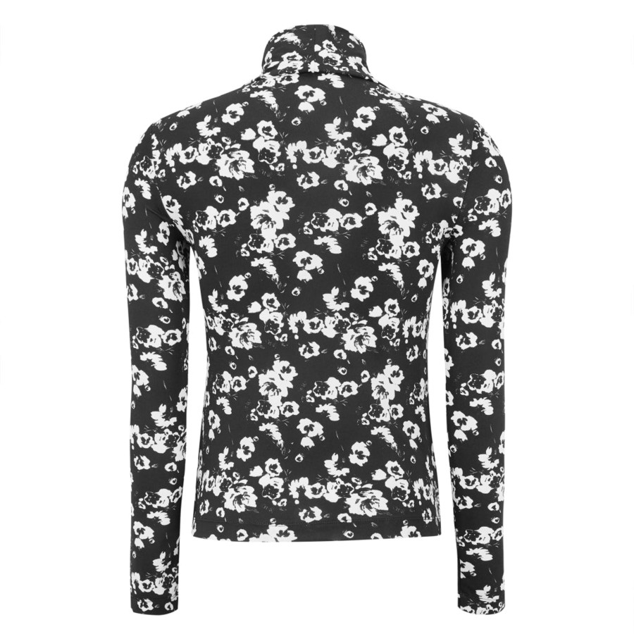 Overdele soft rebels | Soft Rebels Sr522-302 Joyce Ls Rollneck Top Rose Print Black