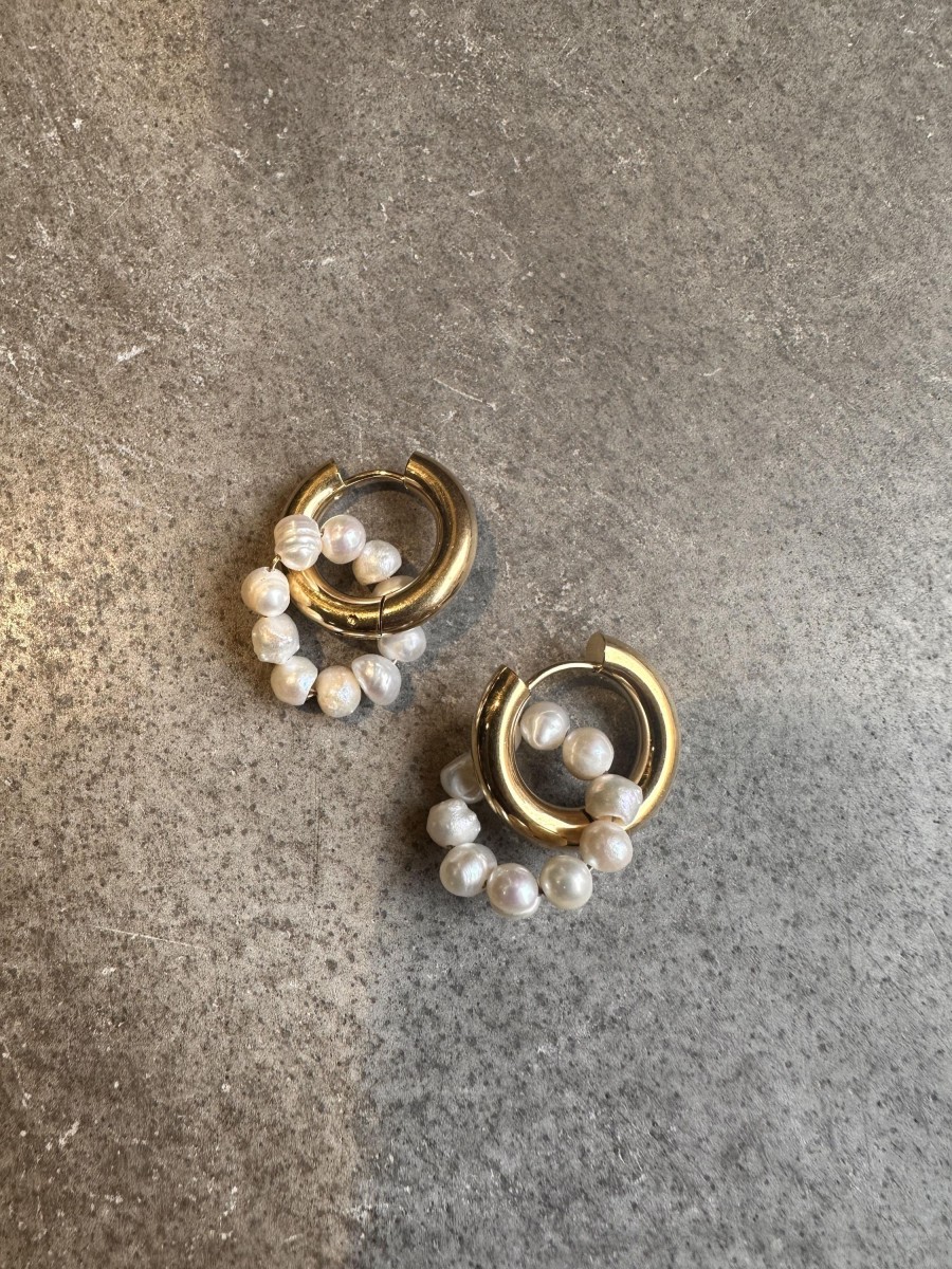 Accessories Engbork | By Engbork Duo Oreringe Pearl Goldcoloured