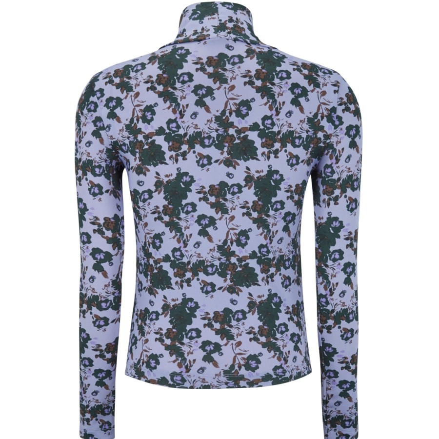 Overdele soft rebels | Soft Rebels Sr522-302 Joyce Ls Rollneck Top Rose Print Persian Violet