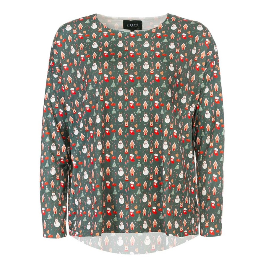 Overdele LIBERTÉ | Liberte 9504 Alma Jule Ls Top Green X-Mas