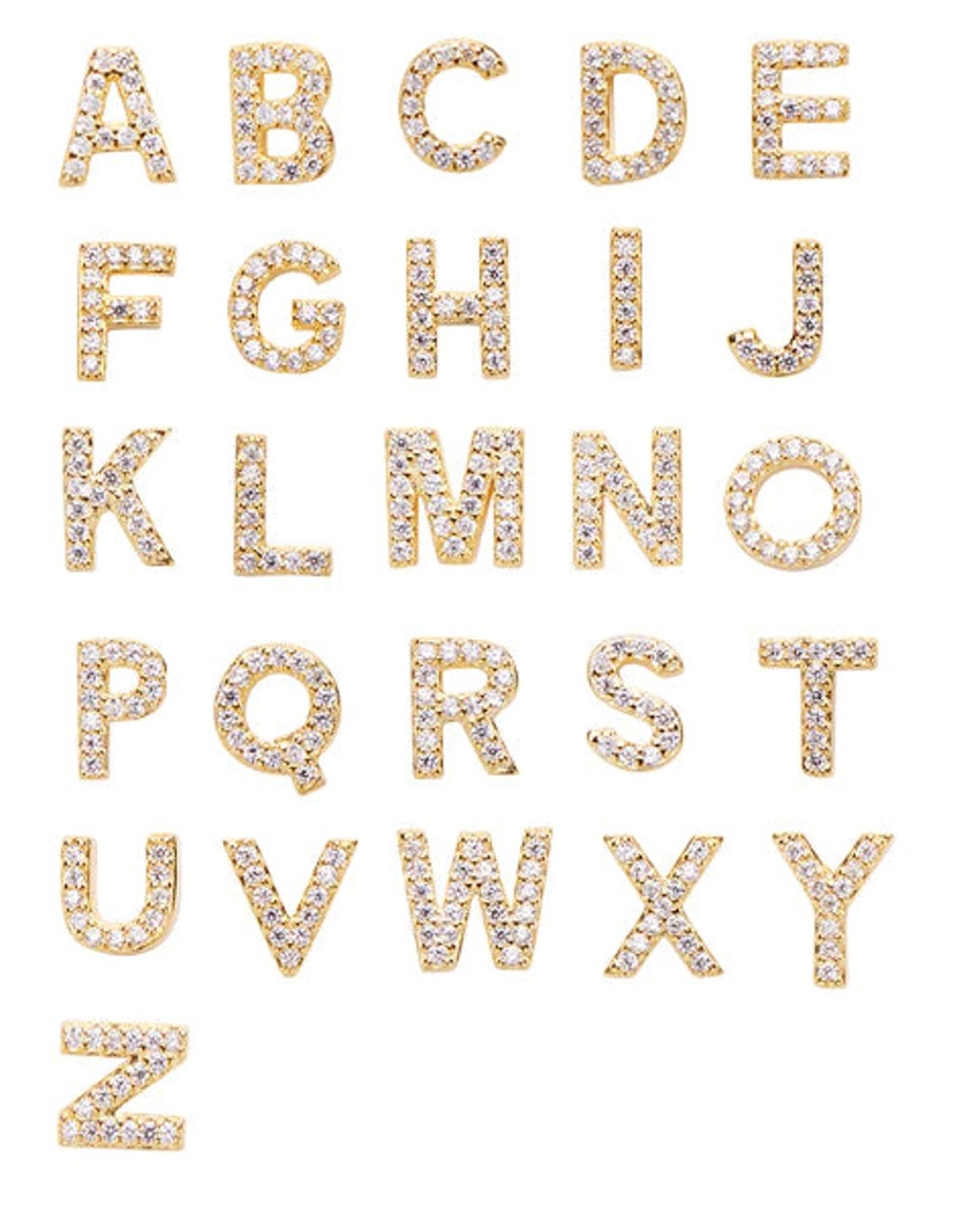 Accessories Pico | Pico M01014 Alphabet Crystal Stud Gold N Goldplated