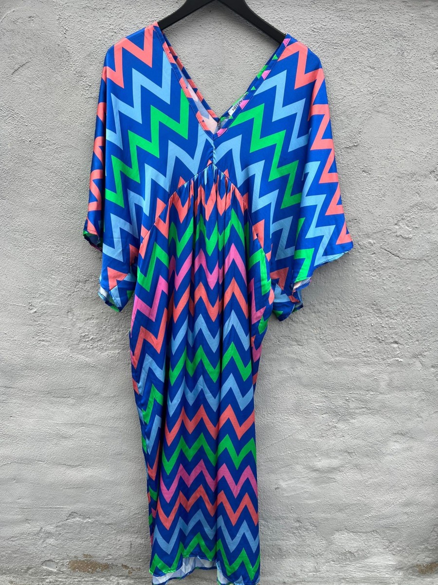 Overdele HELLOU | Hellou Sally Dress Zig Zag Blue Pink Green