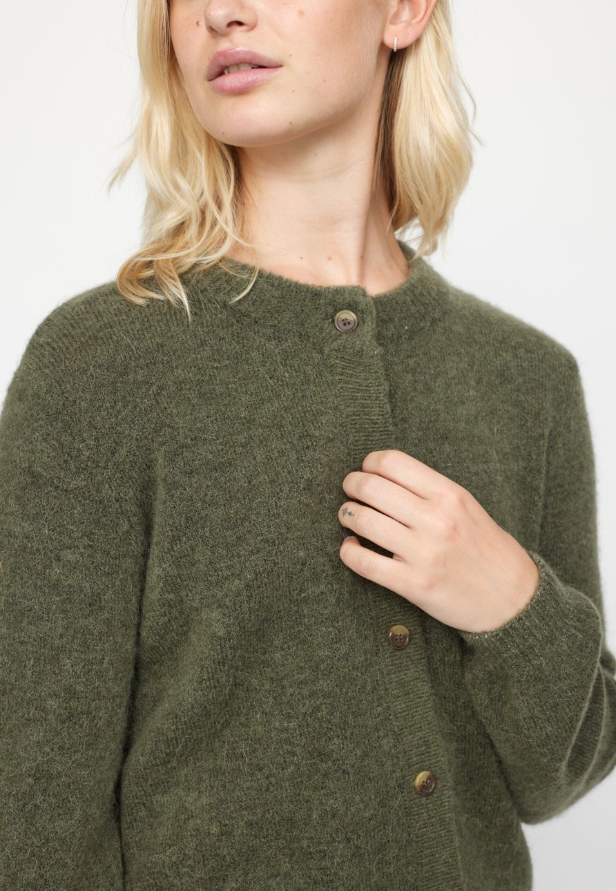 Overdele soft rebels | Soft Rebels 2112-200 Allison O-Neck Cardigan Knit Burnt Olive