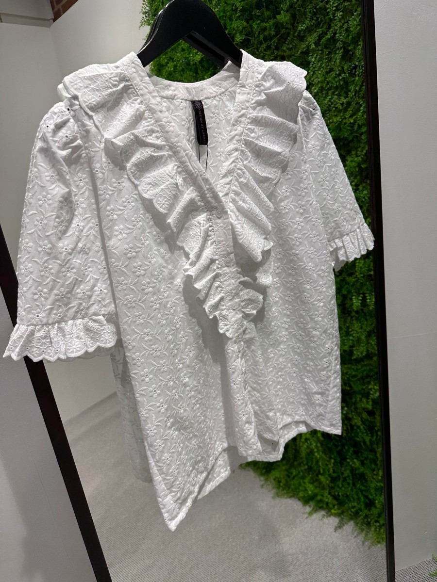 Overdele DESIGN BY LAERKE | Design By Laerke The Queen Ruffle Junior Broderi Anglaise White