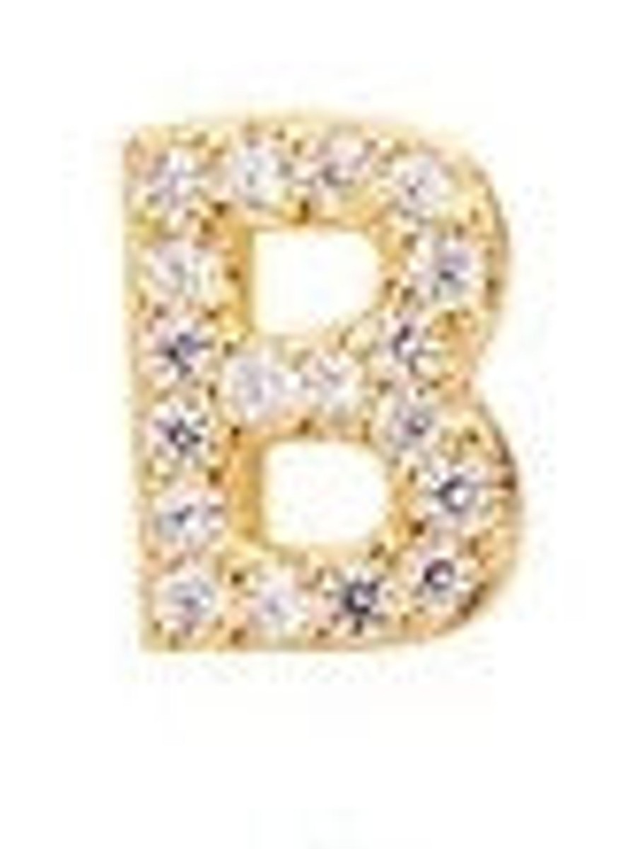 Accessories Pico | Pico M01014 Alphabet Crystal Stud Gold B Goldplated