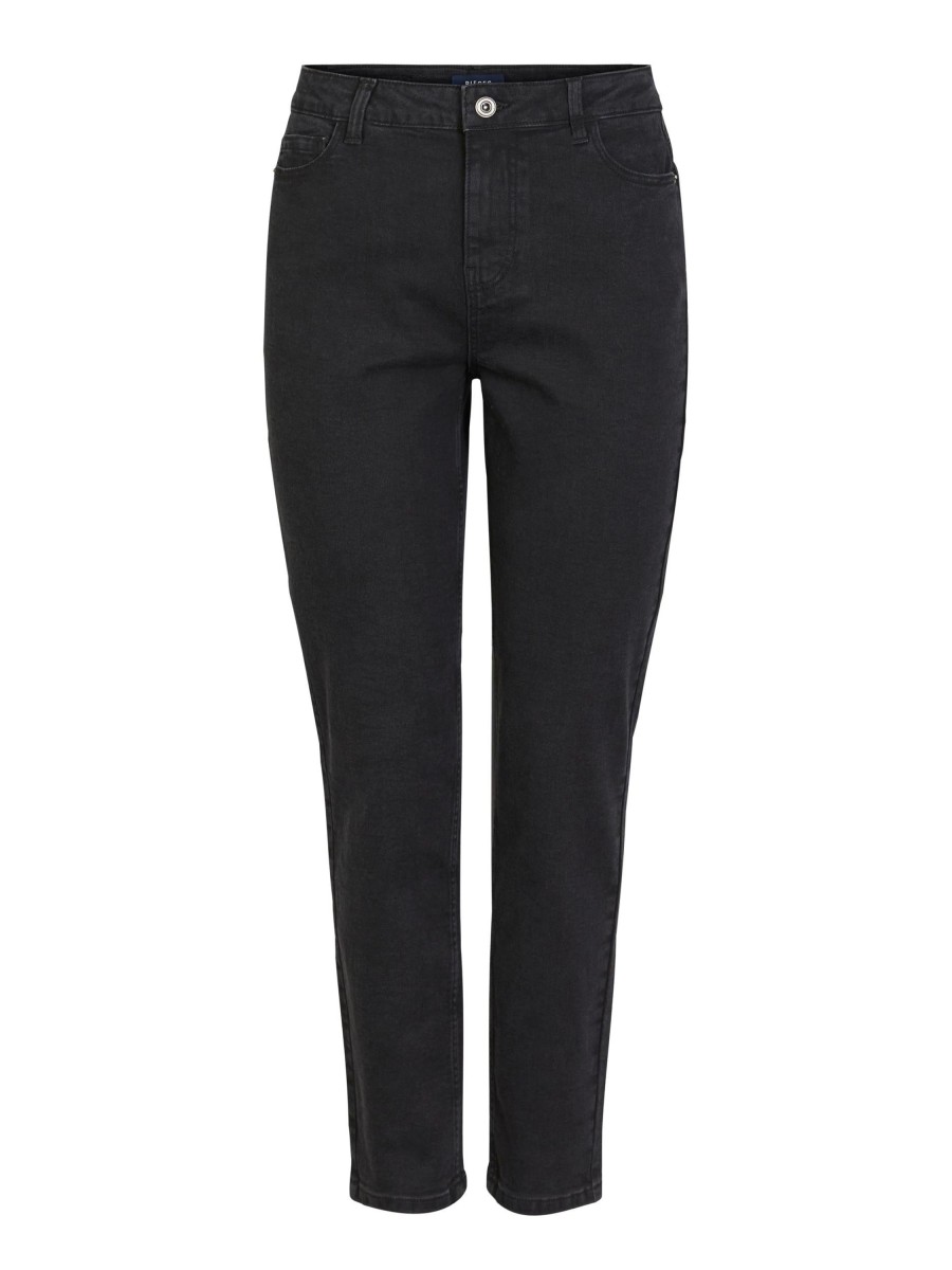 Underdele PIECES | Pieces Kesia Mom Hw Ankle Jeans Black