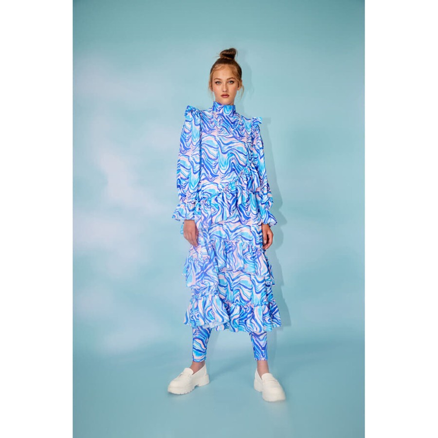 Overdele hunkøn | Hunkon 22513 Mabel Dress Blue Swirl Art Print