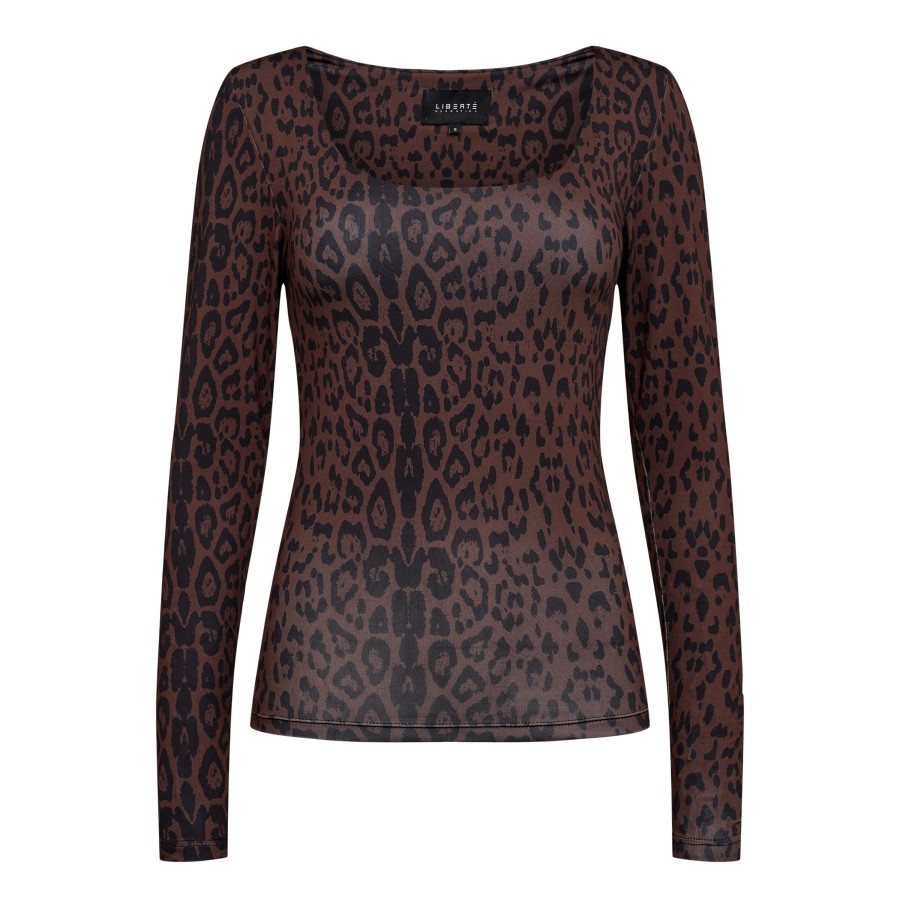 Overdele LIBERTÉ | Liberte 21611 Lotus Ls Top Bluse Brown Black Leo Brown/Black