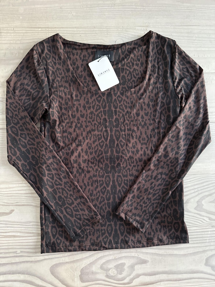 Overdele LIBERTÉ | Liberte 21611 Lotus Ls Top Bluse Brown Black Leo Brown/Black